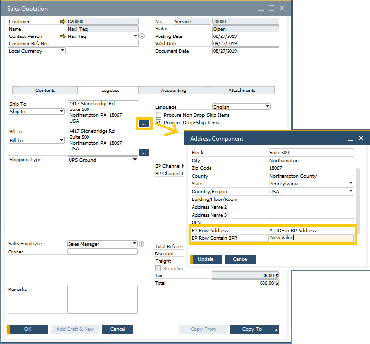 Tip pro uživatele SAP Business One - Uživatelsky definovaná pole v adresách obchodních partnerů