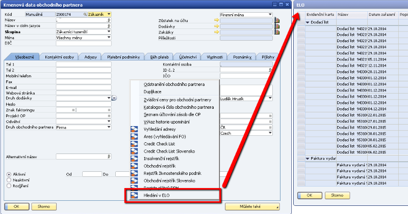 Integrace ELO Digital Office se SAP Business One