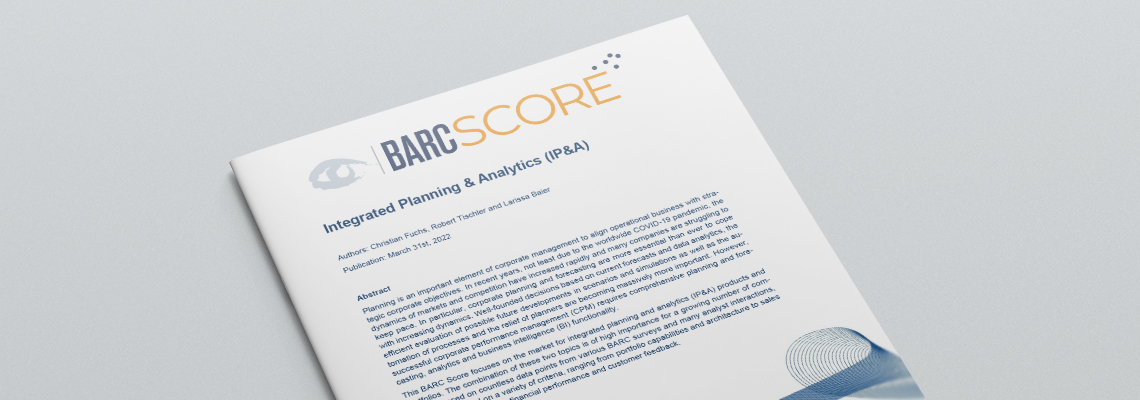 BARC Score Integrated Planning & Analytics 2022 - Jedox je leaderem trhu i v roce 2022